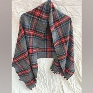 J. CREW | Wool, Plaid Pom Pom Blanket Scarf